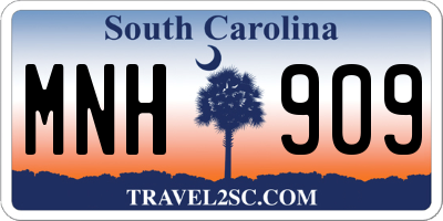SC license plate MNH909