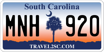 SC license plate MNH920