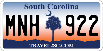 SC license plate MNH922