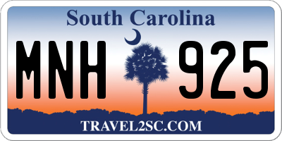 SC license plate MNH925