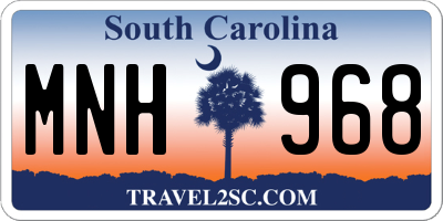 SC license plate MNH968