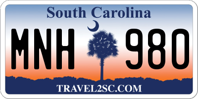 SC license plate MNH980