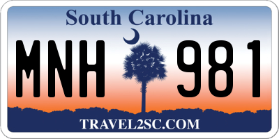SC license plate MNH981