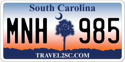 SC license plate MNH985
