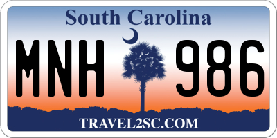 SC license plate MNH986