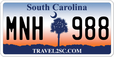 SC license plate MNH988