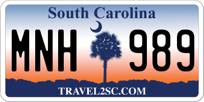SC license plate MNH989