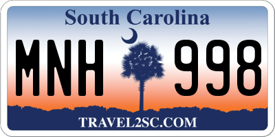 SC license plate MNH998