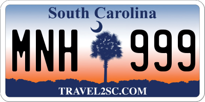 SC license plate MNH999