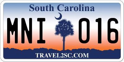 SC license plate MNI016