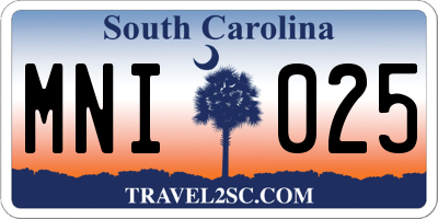 SC license plate MNI025