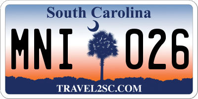 SC license plate MNI026