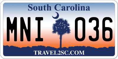 SC license plate MNI036