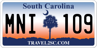 SC license plate MNI109