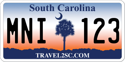 SC license plate MNI123
