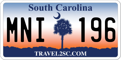 SC license plate MNI196