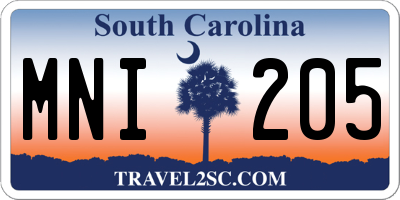 SC license plate MNI205