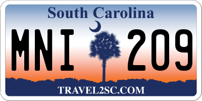 SC license plate MNI209