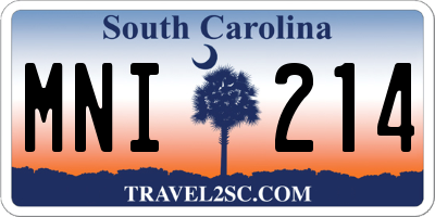 SC license plate MNI214
