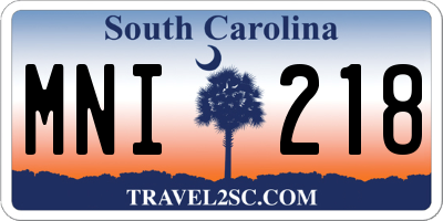 SC license plate MNI218