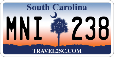 SC license plate MNI238