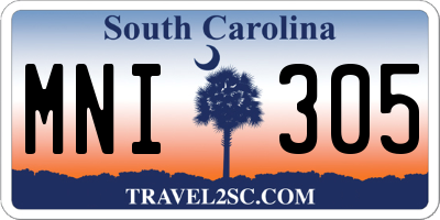 SC license plate MNI305