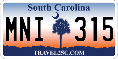 SC license plate MNI315