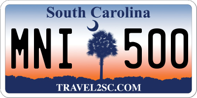 SC license plate MNI500