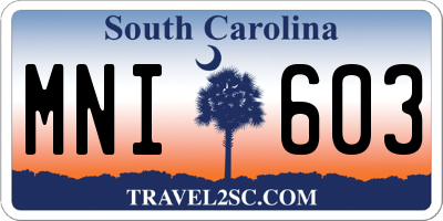 SC license plate MNI603