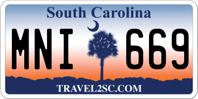 SC license plate MNI669