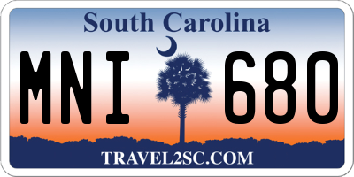 SC license plate MNI680