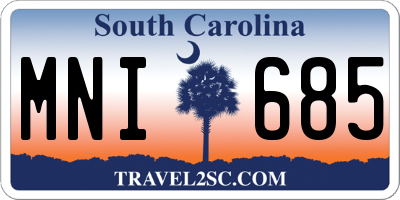 SC license plate MNI685