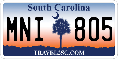 SC license plate MNI805