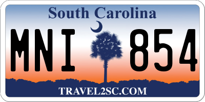 SC license plate MNI854
