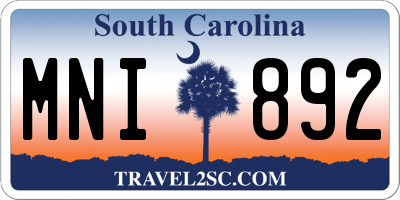 SC license plate MNI892