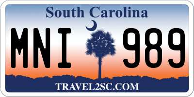 SC license plate MNI989