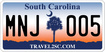 SC license plate MNJ005