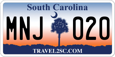SC license plate MNJ020
