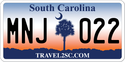SC license plate MNJ022