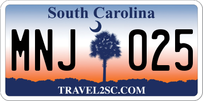 SC license plate MNJ025