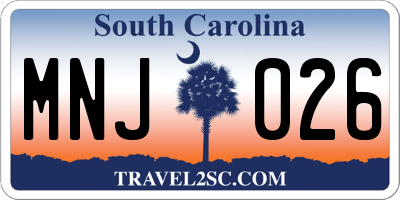 SC license plate MNJ026