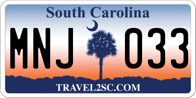 SC license plate MNJ033