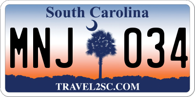 SC license plate MNJ034
