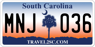 SC license plate MNJ036