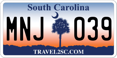 SC license plate MNJ039