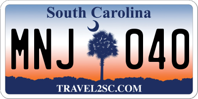 SC license plate MNJ040