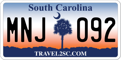 SC license plate MNJ092
