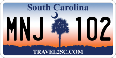 SC license plate MNJ102