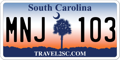 SC license plate MNJ103