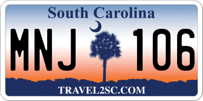 SC license plate MNJ106